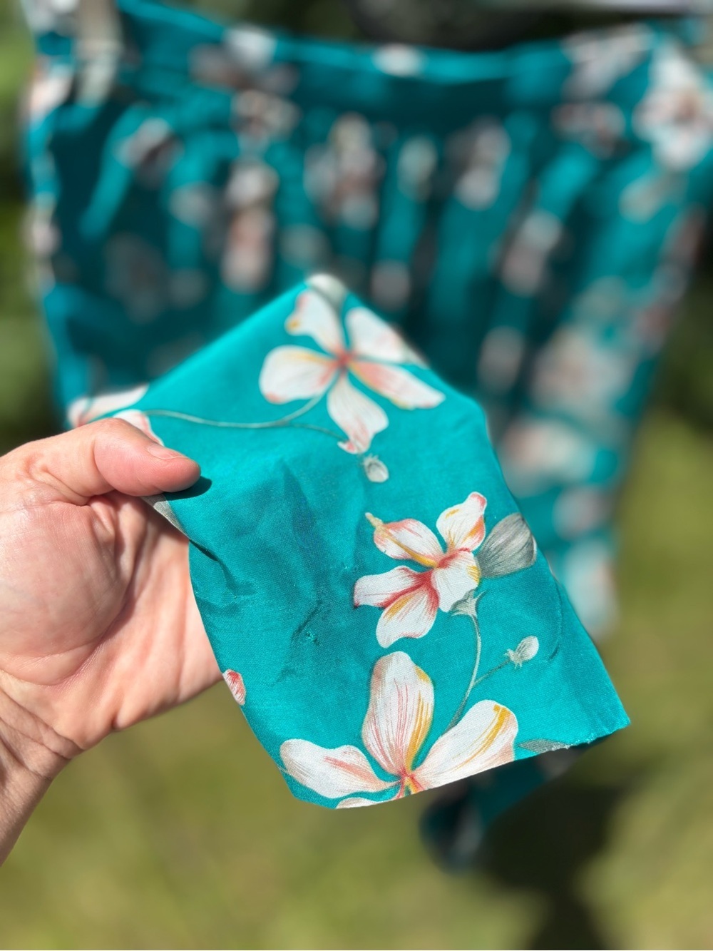 Vintage Women’s Floral Teal Midi Skirt Hawaiian Summer Lightweight A-Line Retro - Picture 6 of 12